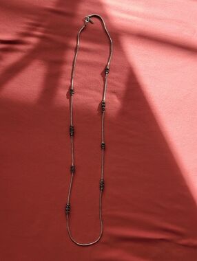 Nine West Long Station Necklace in Gunmetal